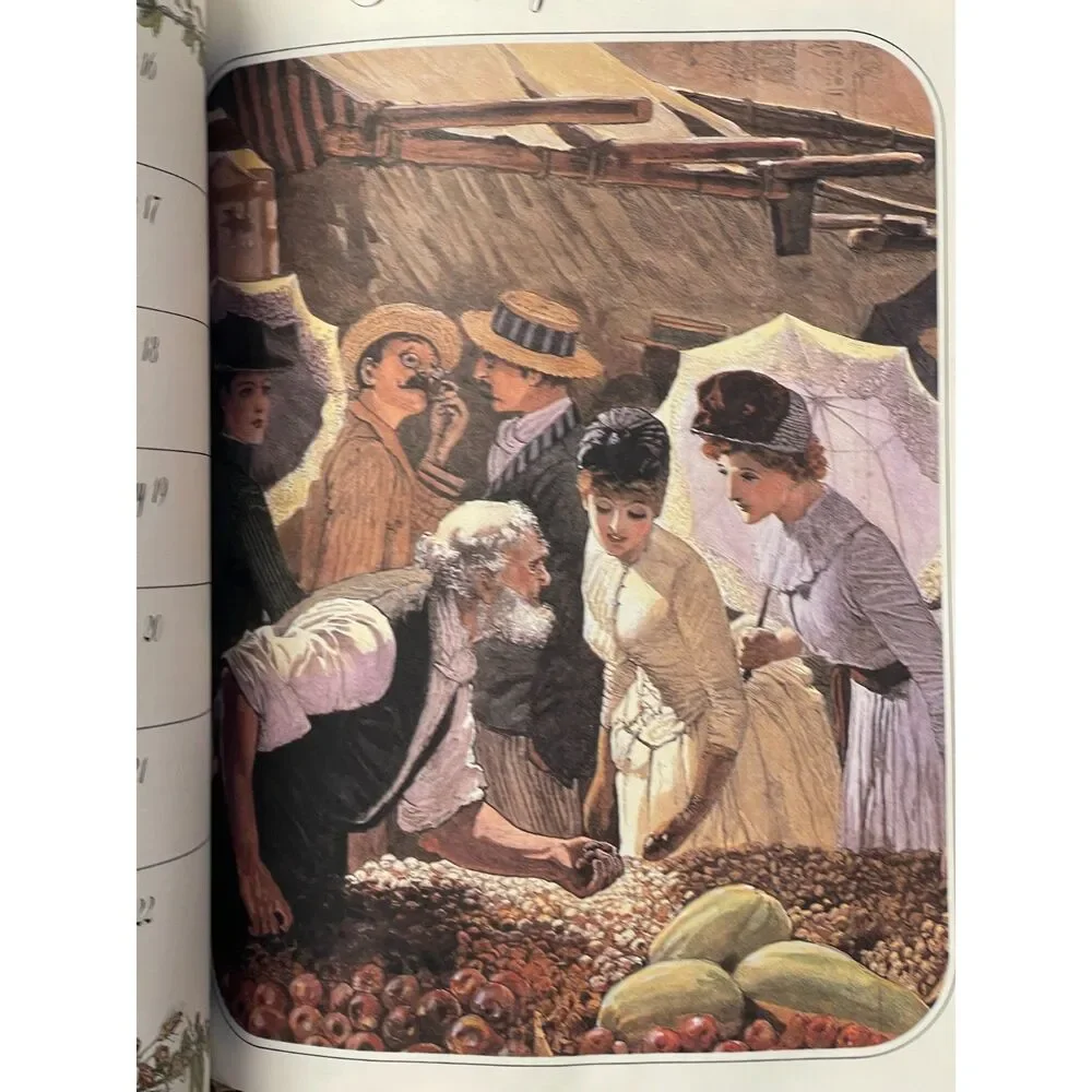 Vintage 1980s Victorian Book of Days Daily Journal with Vibrant Print Pictures ~
